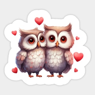 Valentine Owl Couple Sticker